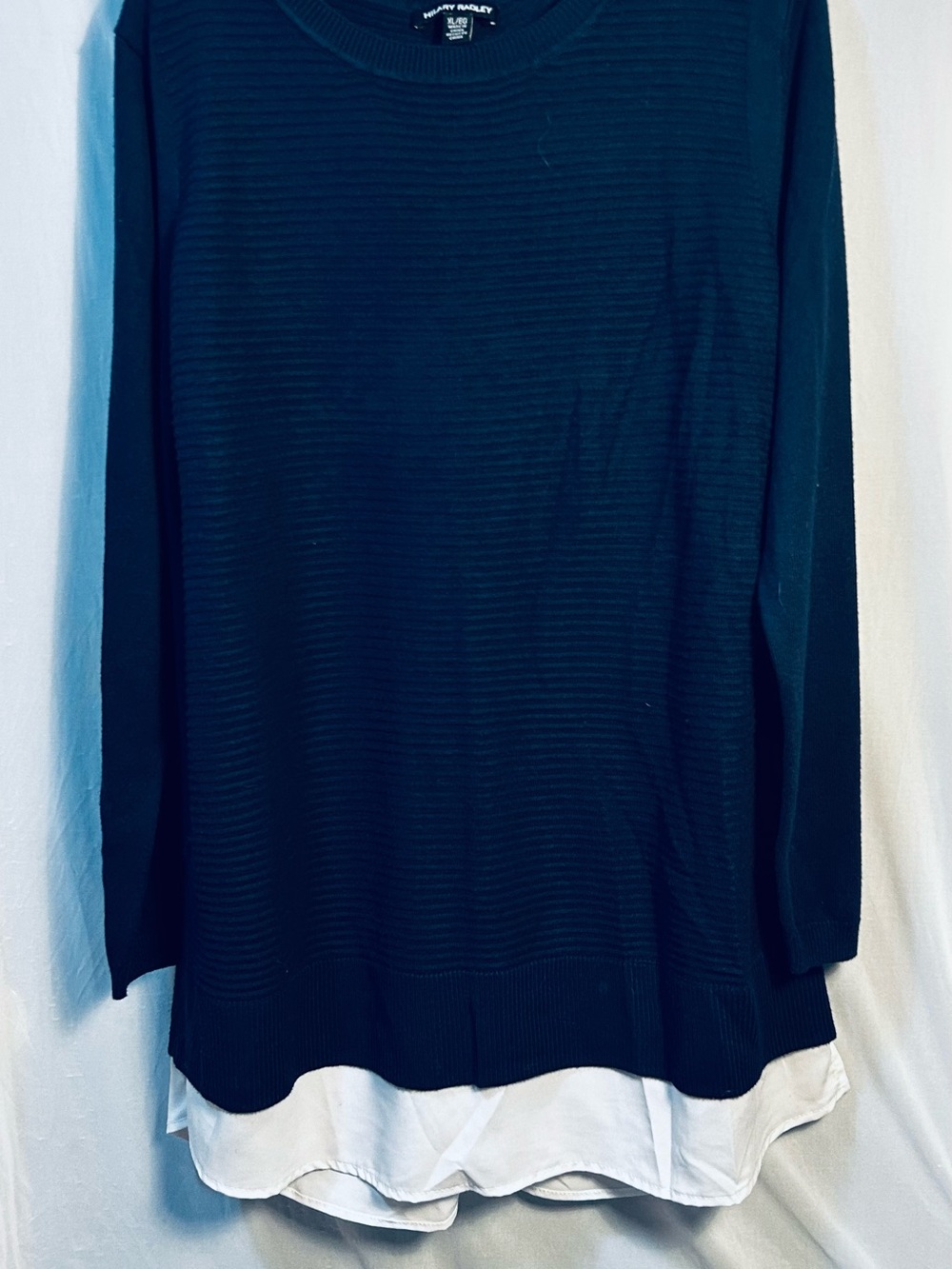 Hilary Radley Navy and White Layered-Effect Sweater